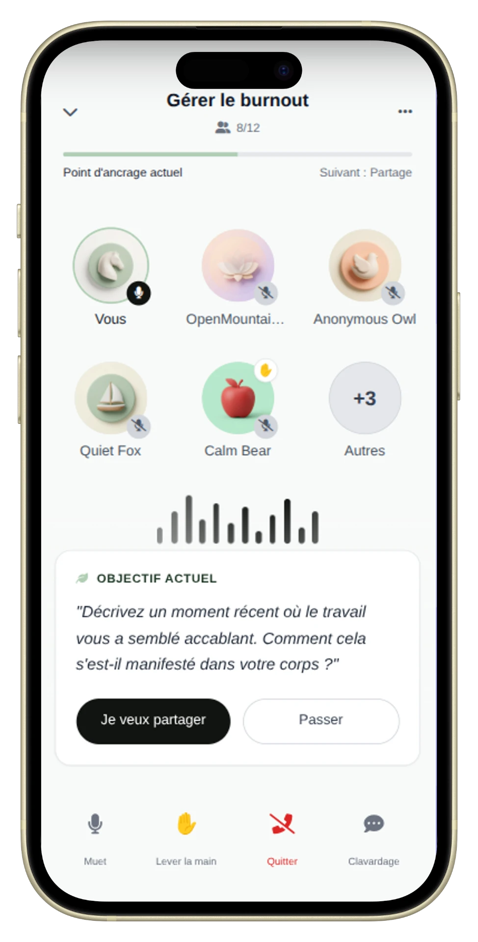 The Zenial app showing a live audio support session